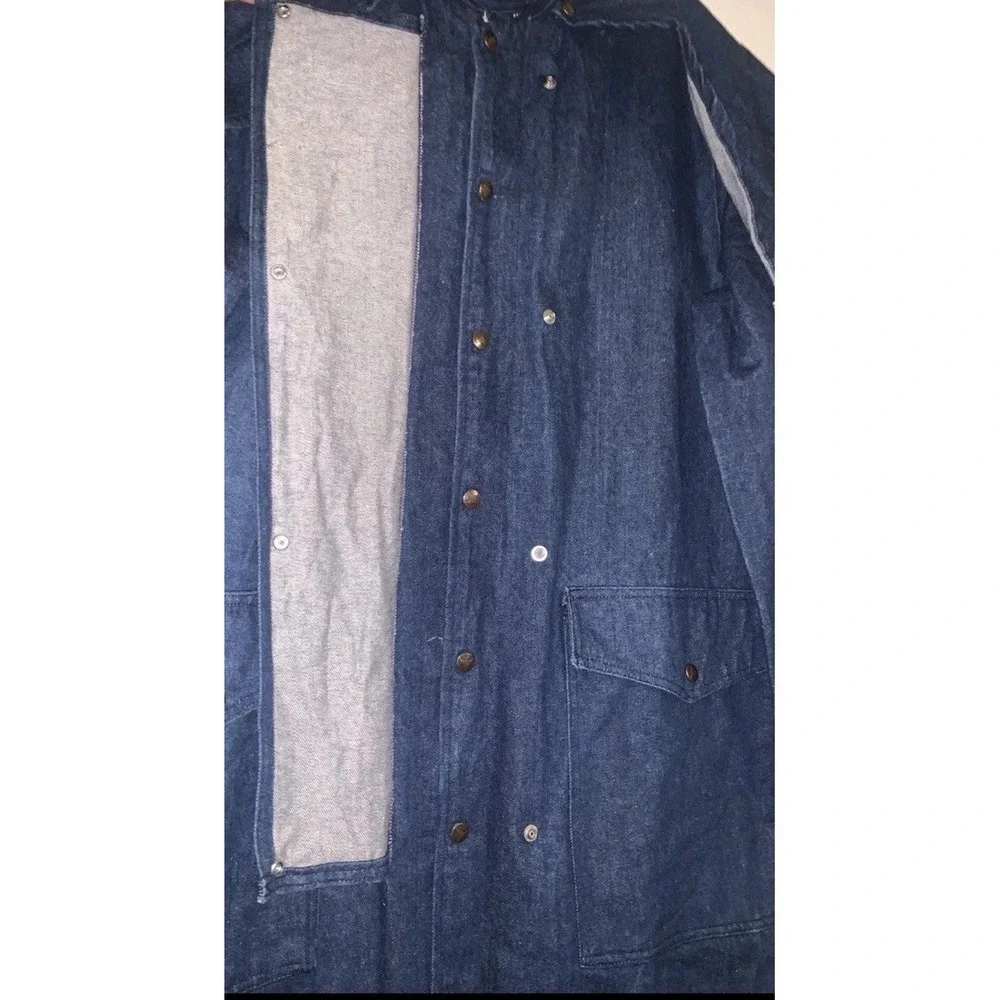 VTG Pro Only By Tex Tan Duster Coat Men L Blue Denim Detachable Cape Snap Cowboy